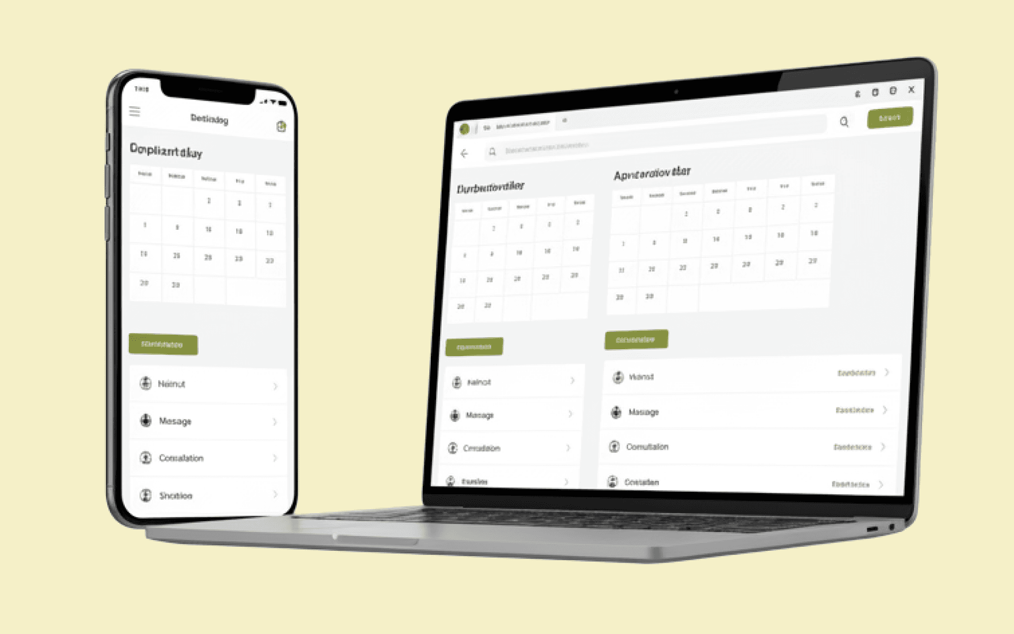 Groomik booking calendar shown on a laptop and a phone